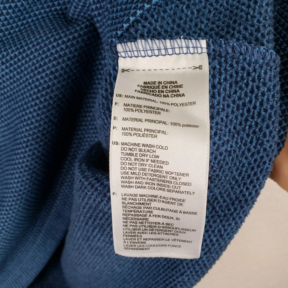 Adidas Quarter Zip Pullover Mens 2XL Blue Textured Waffle Knit Sporty Activewear